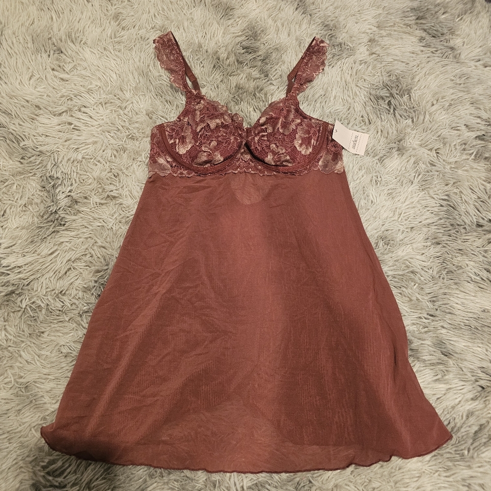 Auden Lace And Mesh Chemise Red Small
